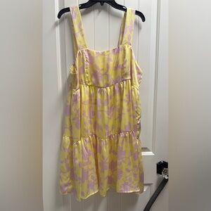 Adrienne Falling Into Place Floral Slip Dress 18/20 NWT Lavender/Yellow floral